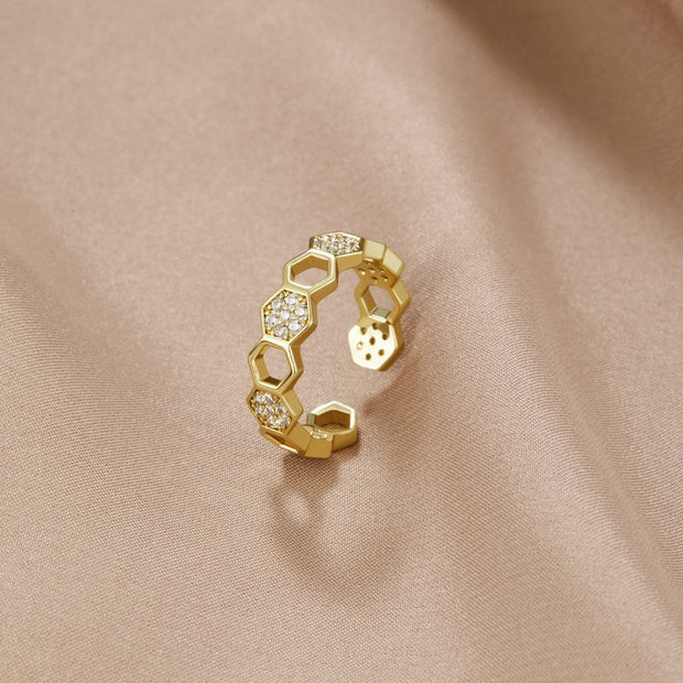 Bee - Gold & Crystal Ring