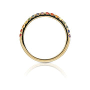 Rainbow Sapphire Half Eternity Ring – 14K Gold Band with Natural Sapphires