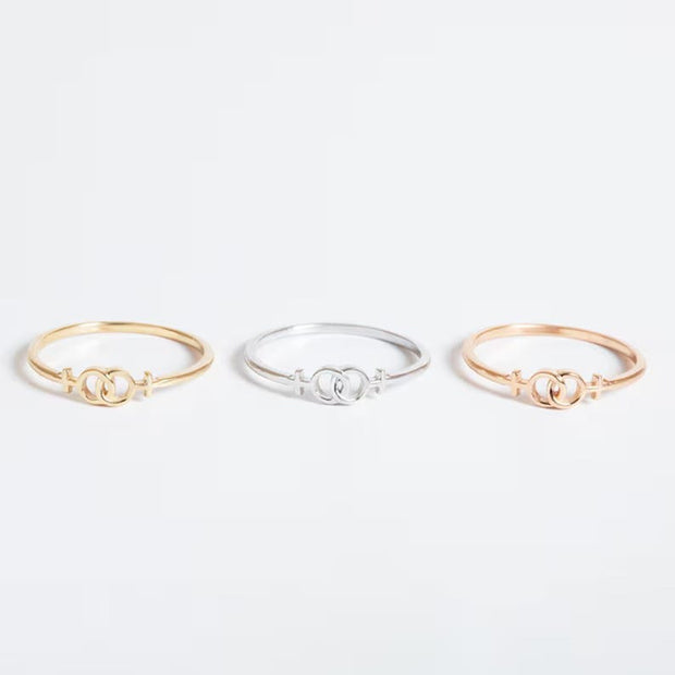 Lesbian Venus Symbols Ring - Interlocking