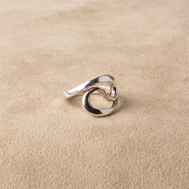 Statement Ring Wave Swirl made of 925 Sterling Silver asymmetrically handcrafted