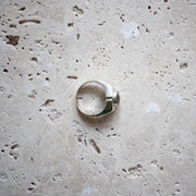 Large Abalone Shell Signet Ring made of 925 Sterling Silver - Mother of Pearl Ring Statement Ring Blue Handmade