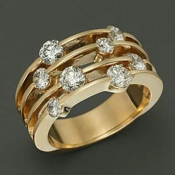 Elegant Layered Gold Ring with Zirconia