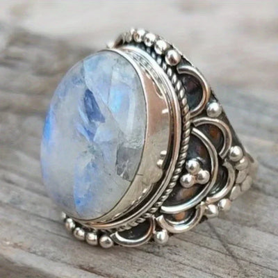 Exclusive Silver Moonstone Circle Ring