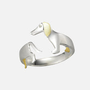 Silver Dachshund Adjustable Ring