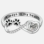 Zirconia Paw Ring with Heart and Infinity Design