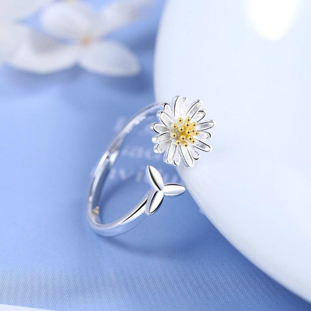 Joy - Adjustable Silver Sunflower Ring
