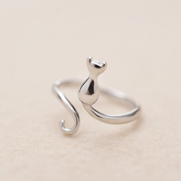 Stainless steel adorable cat ring