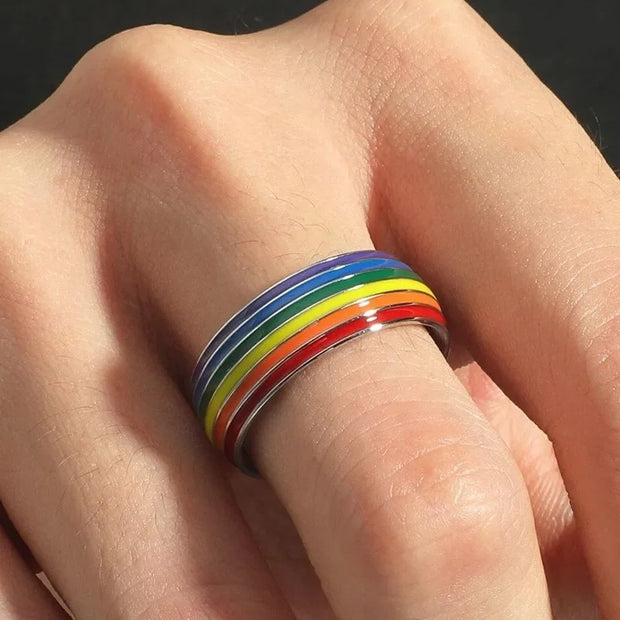 Rainbow LGBT Pride Ring – Stainless Steel