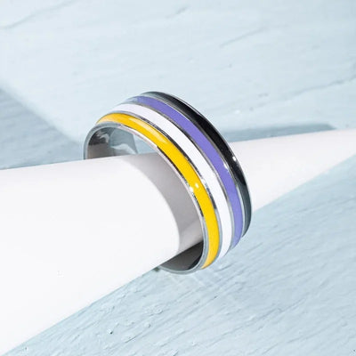 Non-Binary Pride Ring – Stainless Steel